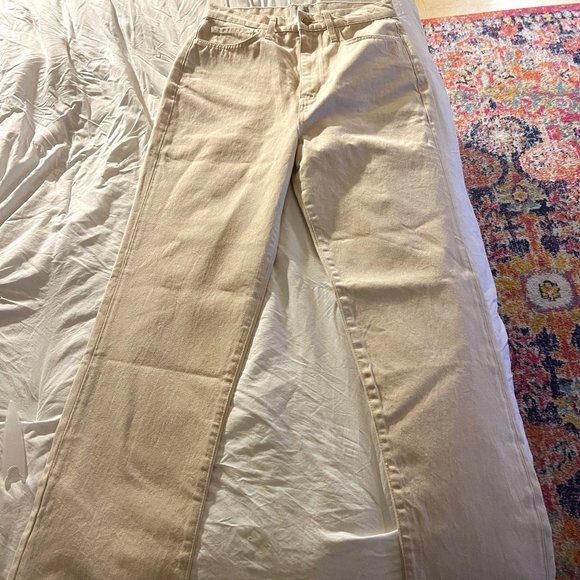 Triarchy Denim - Triarchy OFF WHITE High Rise Straight Leg Jeans Dye Free 100% Organic Co…